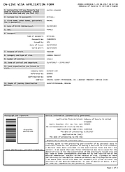 Consular visa application form: screenshot of the sample form - mini version